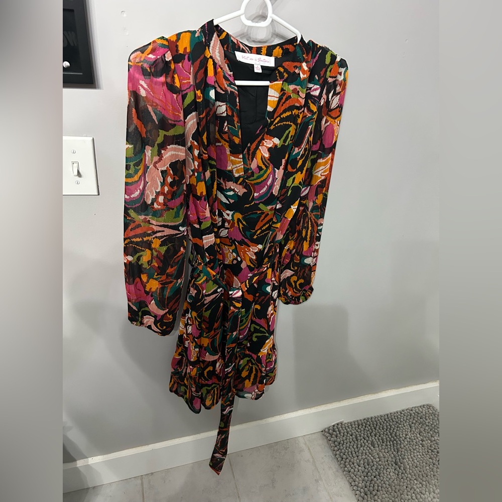 Meet me in santorini Black Ikat Long Sleeve Dress/top